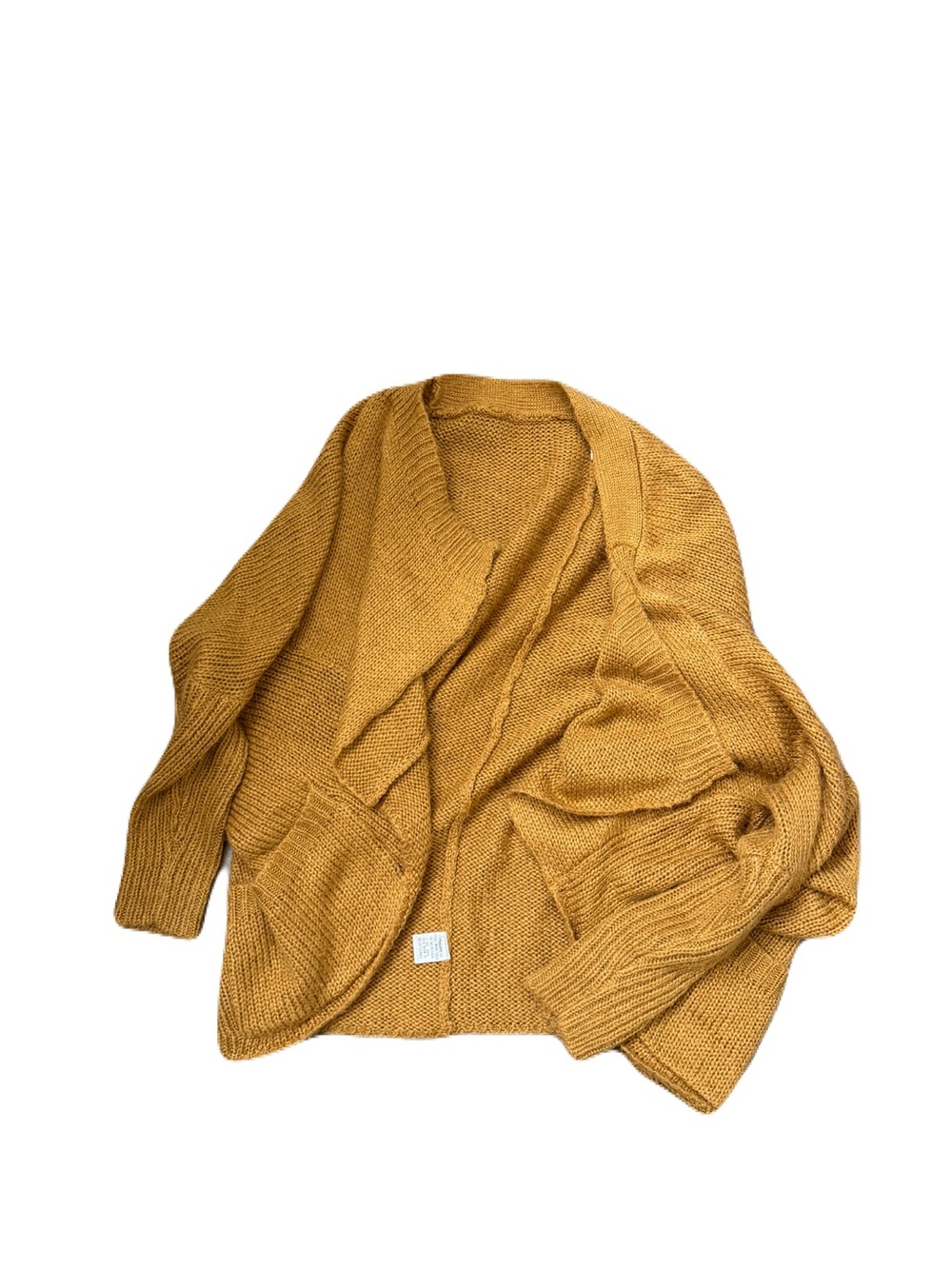 Cozy Open-Front Mustard Knit Cardigan Sweater with pockets size Small